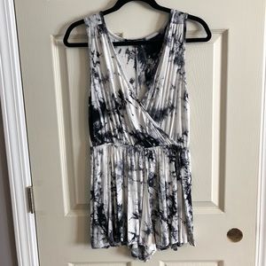 one clothing black & white tie dye romper
